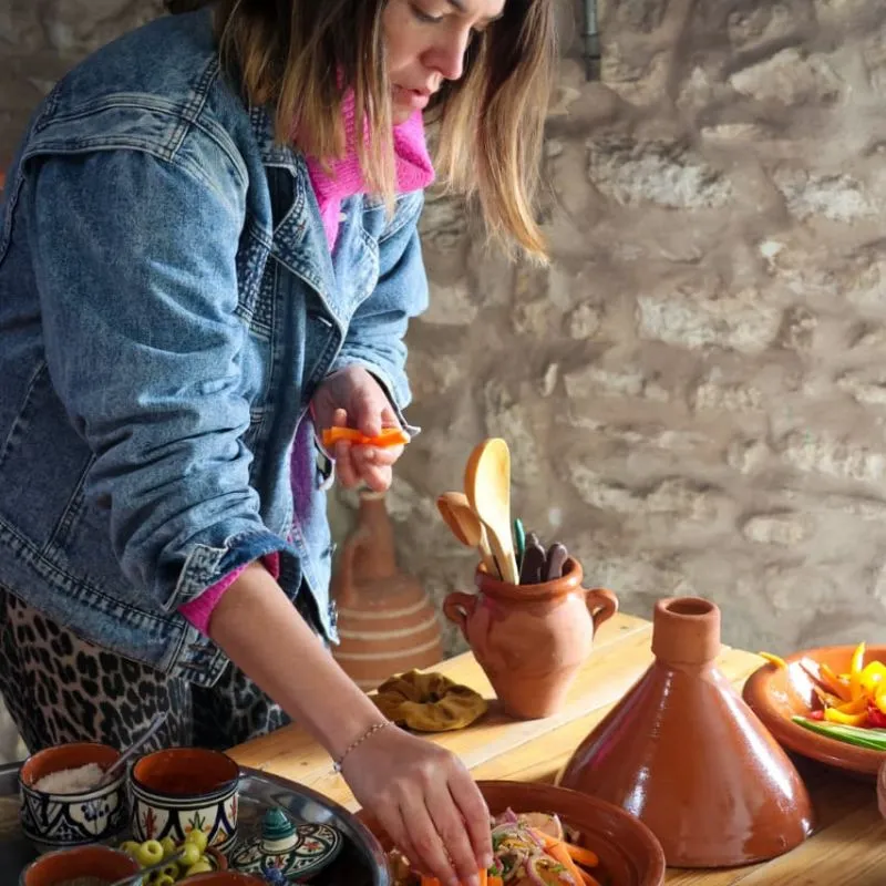 Family taking a Moroccan cooking class in Essaouira