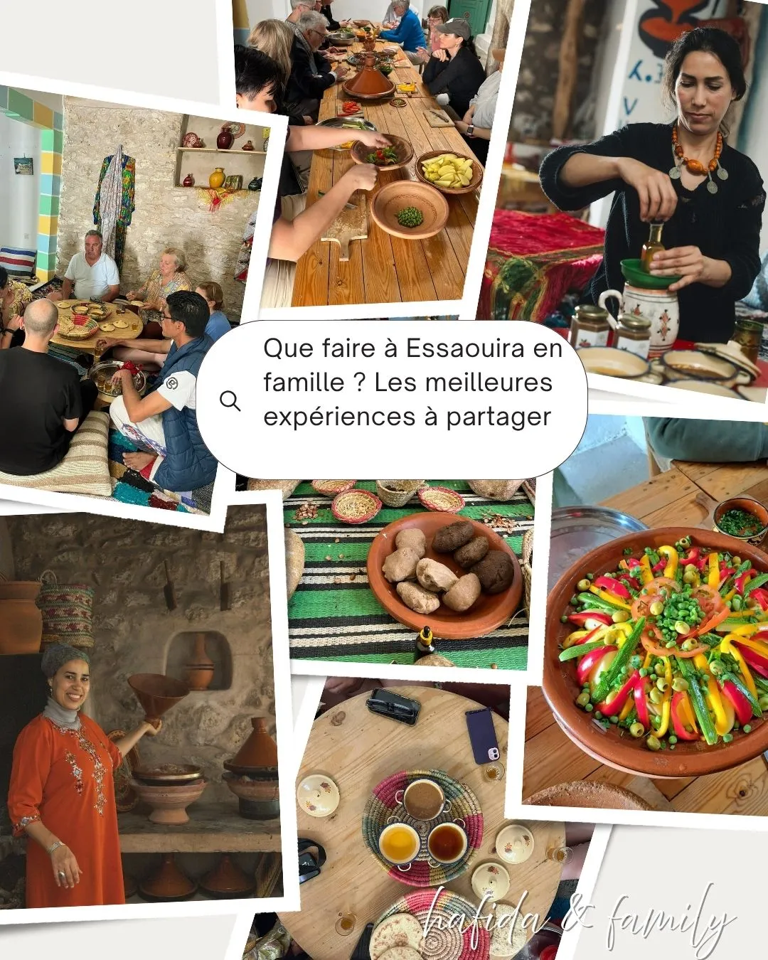 Famille participant à un cours de cuisine marocaine à Essaouira